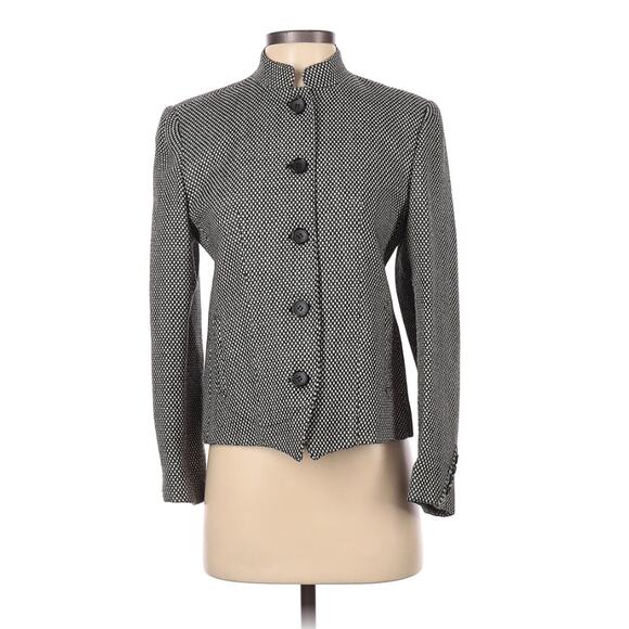 vintage TAILORED BY HARLAN usa black white textured 100% wool mock blazer - Picture 1 of 11